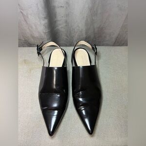 Purificacion Garcia leather sling back flats in black size 38 UK